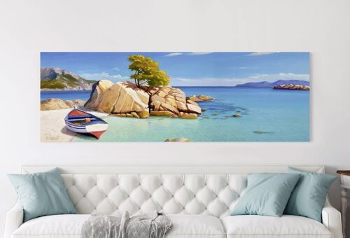 Quadro con paesaggio marino, stampa su tela: Adriano Galasso, Cala smeraldo