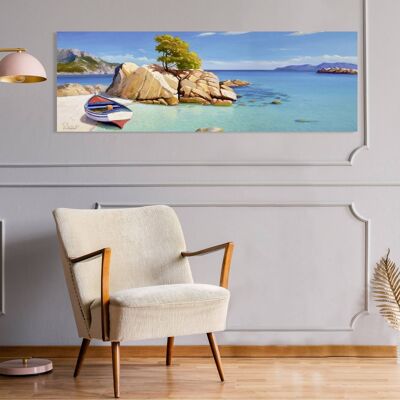 Quadro con paesaggio marino, stampa su tela: Adriano Galasso, Cala smeraldo