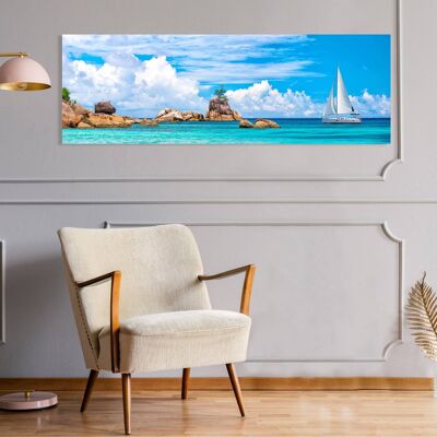 Impresión en lienzo de un barco de vela: imágenes de Pangea, velero, La Digue, Seychelles