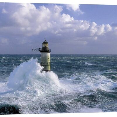 Photographic painting with lighthouses and sea, canvas print: Jean Guichard, Ar-Men