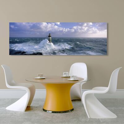 Photographic painting with lighthouses and sea, canvas print: Jean Guichard, Ar-Men