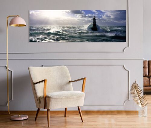 Quadro fotografico con fari e mare, stampa su tela: Jean Guichard, Phare d'Ar-Men, Mer d'iroise