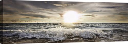 Quadro fotografico, stampa su tela: Niels Busch, Sole che splende sulle onde
