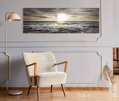 Quadro fotografico, stampa su tela: Niels Busch, Sole che splende sulle onde