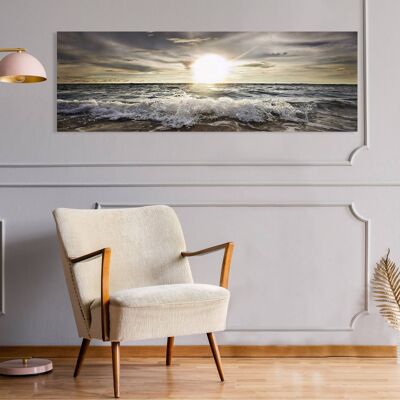 Pintura fotográfica, impresión en lienzo: Niels Busch, Sol brillando sobre las olas
