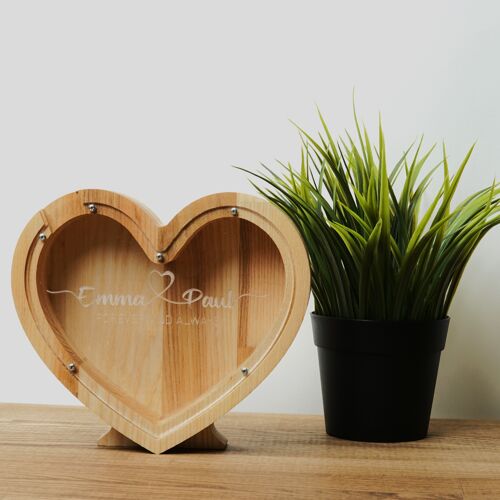 Wooden Piggy Bank Heart