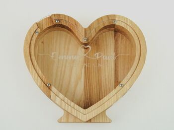 Coeur de tirelire en bois 2