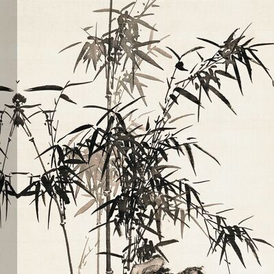 Peinture japonaise, impression sur toile : Baiitsu Yamamoto, Bambou