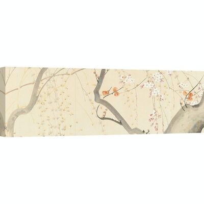 Cadre japonais, estampe sur toile : Les Fleurs des Quatre Saisons