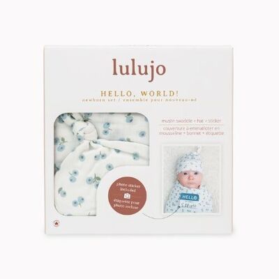 Cappello di bambù e coperta Swaddle con biglietto per l'annuncio del nome del bambino