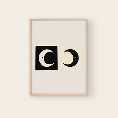 Negative / Positive Moon Art Print | Celestial | Monochrome | A5 A4 A3