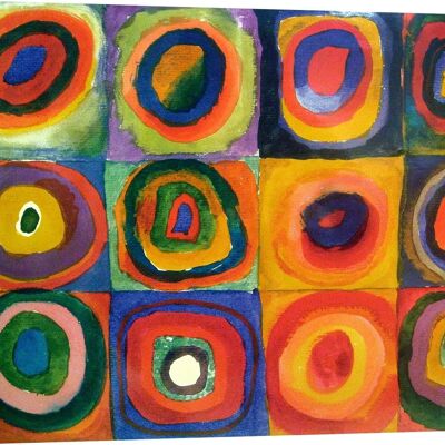 Peinture abstraite, impression sur toile : Wassily Kandinsky, Carrés avec cercles concentriques