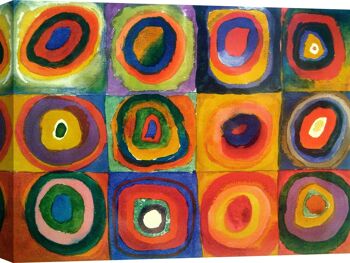 Peinture abstraite, impression sur toile : Wassily Kandinsky, Carrés avec cercles concentriques 1