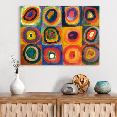 Cuadro abstracto, impresión en lienzo: Wassily Kandinsky, Cuadrados con círculos concéntricos