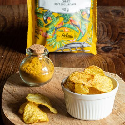 Chips artisanale au curry de l’île de la réunion (40gr -snacking)