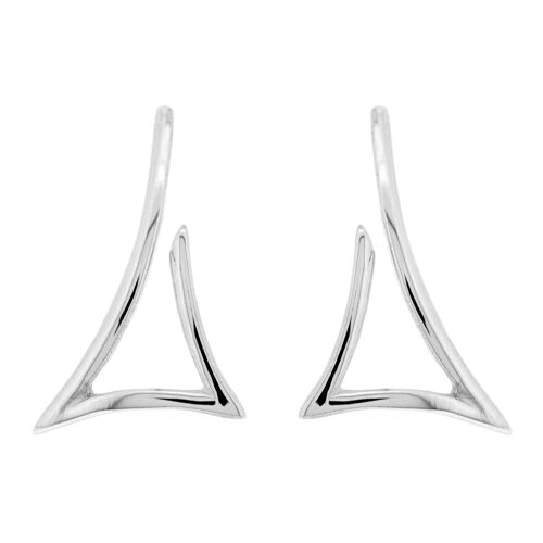 Sterling Silver Abstract Triangle Stud Earrings with Presentation Box