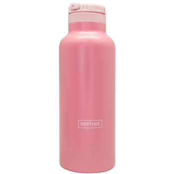 Gourde Thermo Sport à double paroi pour chaud et froid avec bouchon paille rose 500 ml 1