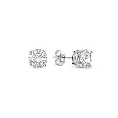 Frank 1967 steel ear stud round stone white cz 6mm ips