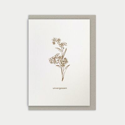 Mourning card / forget-me-not / unforgotten / natural paper