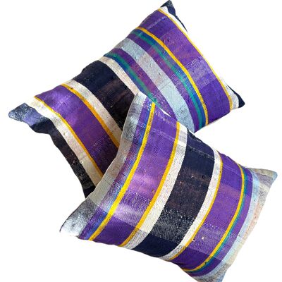 Striped Hayk Cushions - purple & blue