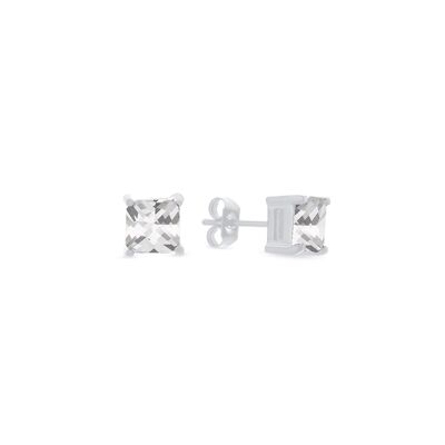 Frank 1967 steel ear stud square stone white cz 6mm ips