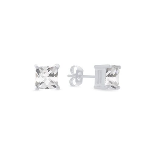 Frank 1967 steel ear stud square stone white cz 8mm ips