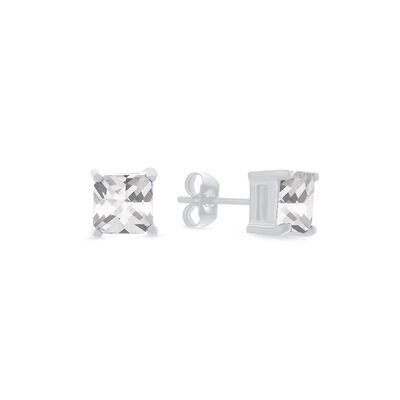 Frank 1967 steel ear stud square stone white cz 8mm ips