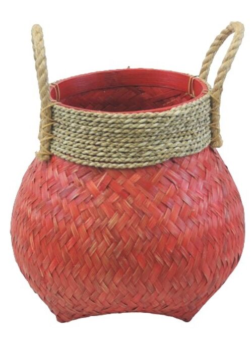 arros red bamboo storage basket w/rope Small