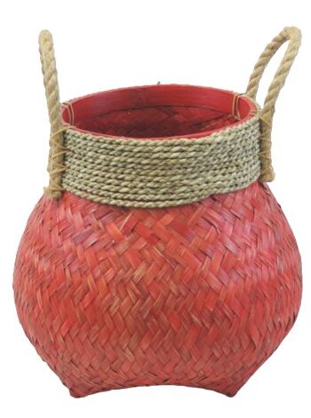 panier de rangement en bambou rouge arros avec corde Small