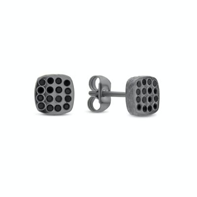 Frank 1967 clou d'oreille acier 16 pierres cz noir 6mm acier vintage