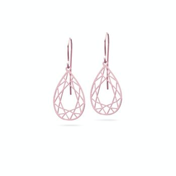 Boucles d'oreilles "goutte taille diamant" | plaqué or rose 4