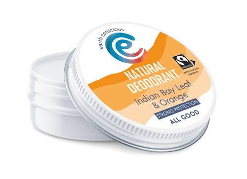 Natural Deodorant Balm - Indian Bay Leaf & Orange STRONG PROTECTION 60g Plastic-Free, Cruelty-Free