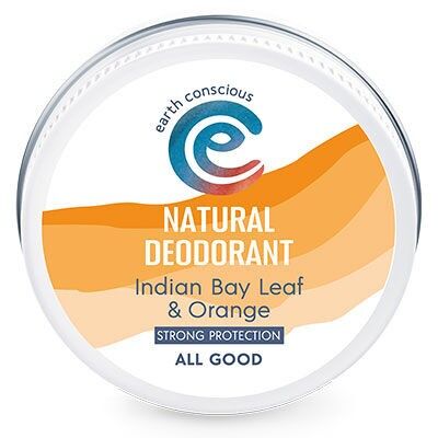 Bálsamo desodorante natural - Hoja de laurel indio y naranja FUERTE PROTECCIÓN 60 g Sin plástico, sin crueldad animal