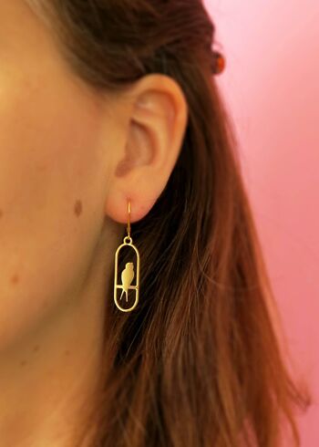 Bijoux Boucles d'oreilles une hirondelle dorées ou argentées 3