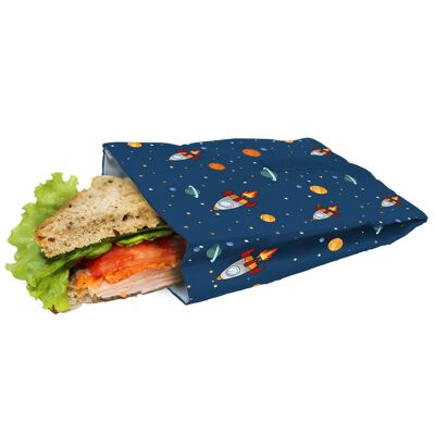 Space Wiederverwendbare Sandwich-Tasche, ökologisch, anpassungsfähig, leicht zu reinigen und für die Space-Waschmaschine geeignet