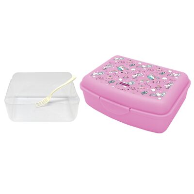 Lunchbox für Kinder und Behälter mit Gabel inklusive, Lunchbox, leichte und leicht zu reinigende Einhörner