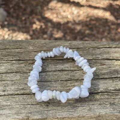 Pulsera de litoterapia de calcedonia, cuentas en forma de chip, Made in France