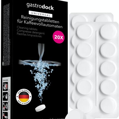 Cleaning tablets for fully automatic coffee machines [20 x 2g] MADE IN GERMANY - cleaning tablets for coffee machines - compatible with Siemens, Jura, Krups, Bosch, Miele, Melitta, WMF - coffee grease remover
