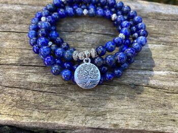 Bracelet Mala tibétain en Lapis Lazuli et breloque arbre de vie 3