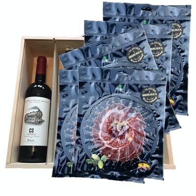 Superior BOX 5 abwechslungsreiche Teller Pata Negra & Flasche IBESUREX-Wein