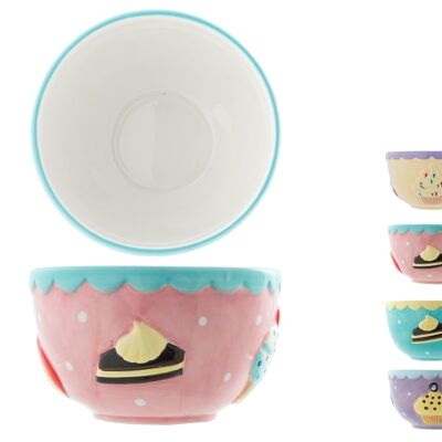 Confezione 4 coppette Tea Time in ceramica 12 cm