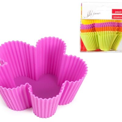 Confezione 6 pirottini Fiore in silicone assortito 8 cm