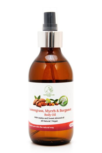 Huile Corporelle Citronnelle, Myrrhe & Bergamote - 200ml 1