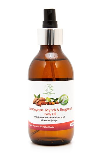 Huile Corporelle Citronnelle, Myrrhe & Bergamote - 200ml 2