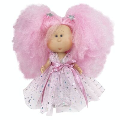 Cuna de mimbre para muñecas Little Princess rosada