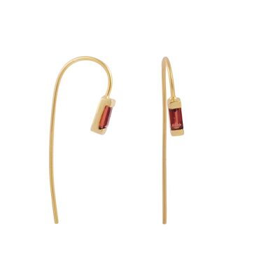 Gold earrings, gold plated.   Stone: Garnet.   Fashion.   Hand made.   Weddings, guests.