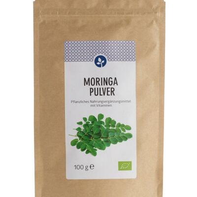Moringa Pulver, bio 100g | mit natürlichen Vitaminen & Mineralien | VEGAN