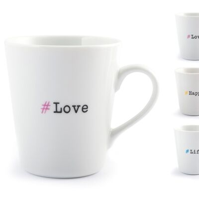 Confezione 6 mug Scritta Hashtag assortite 300 cc
