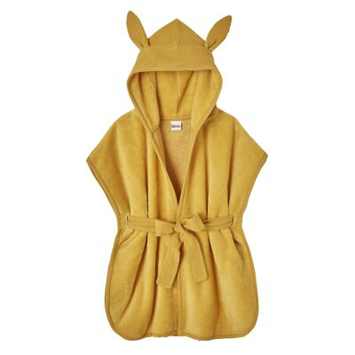 Bamboo baby bathrobe and mustard cotton gauze