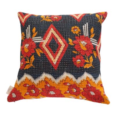 Coussin carré en kantha N°20